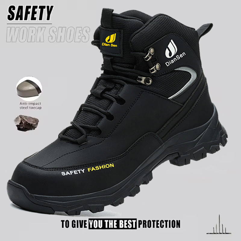 Leather Work Fabric - Mens Work Shoes Steel Toe Boots