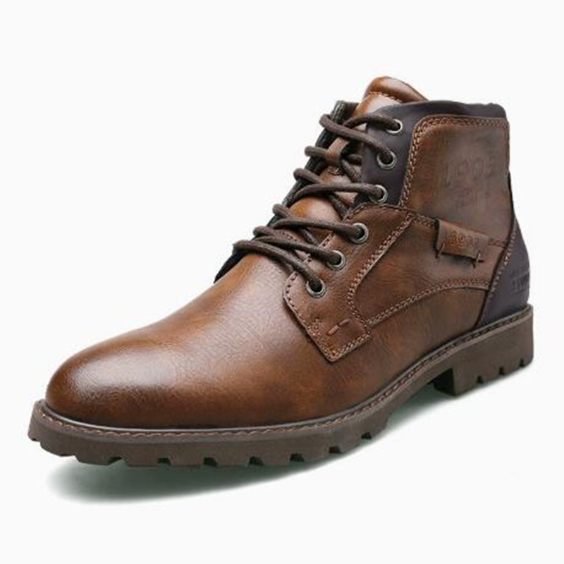 Leather Work Fabric - Leather Men Ankle Boots Plus Size