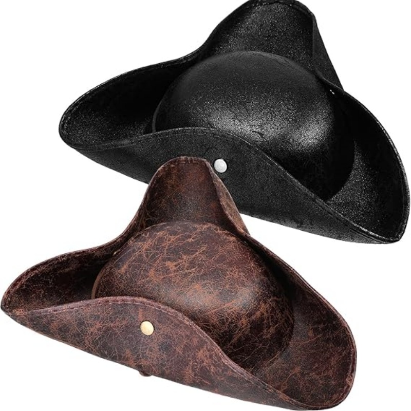 Leather Work Hat - Faux Leather Pirate Hat Vintage Wrinkle
