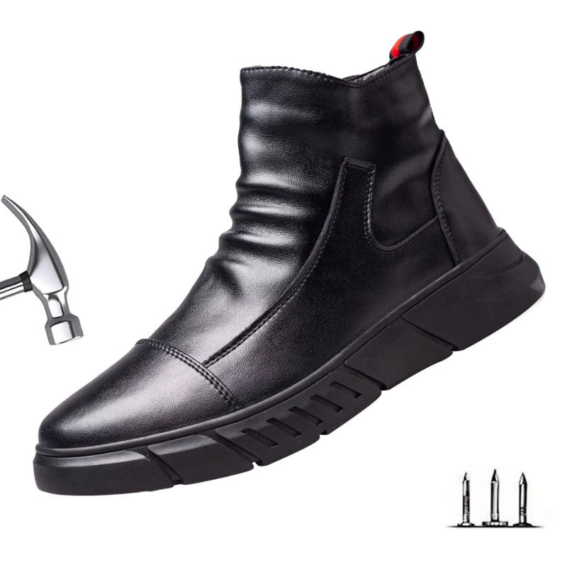 Leather Work Hat - Fashion 2025 Black Leather Safety Work