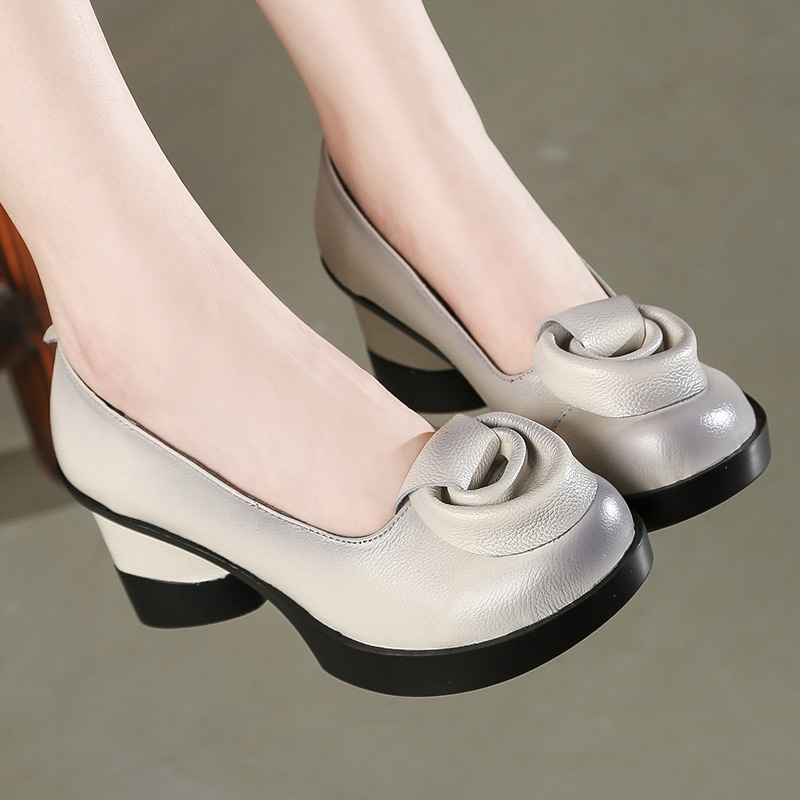 Leatherwork Flowers - Birkuir Retro High Heel Flowers Shoes