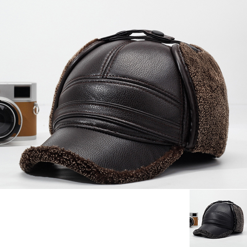 Leather Work Hat - 2026New PU Leather Winter Men's New