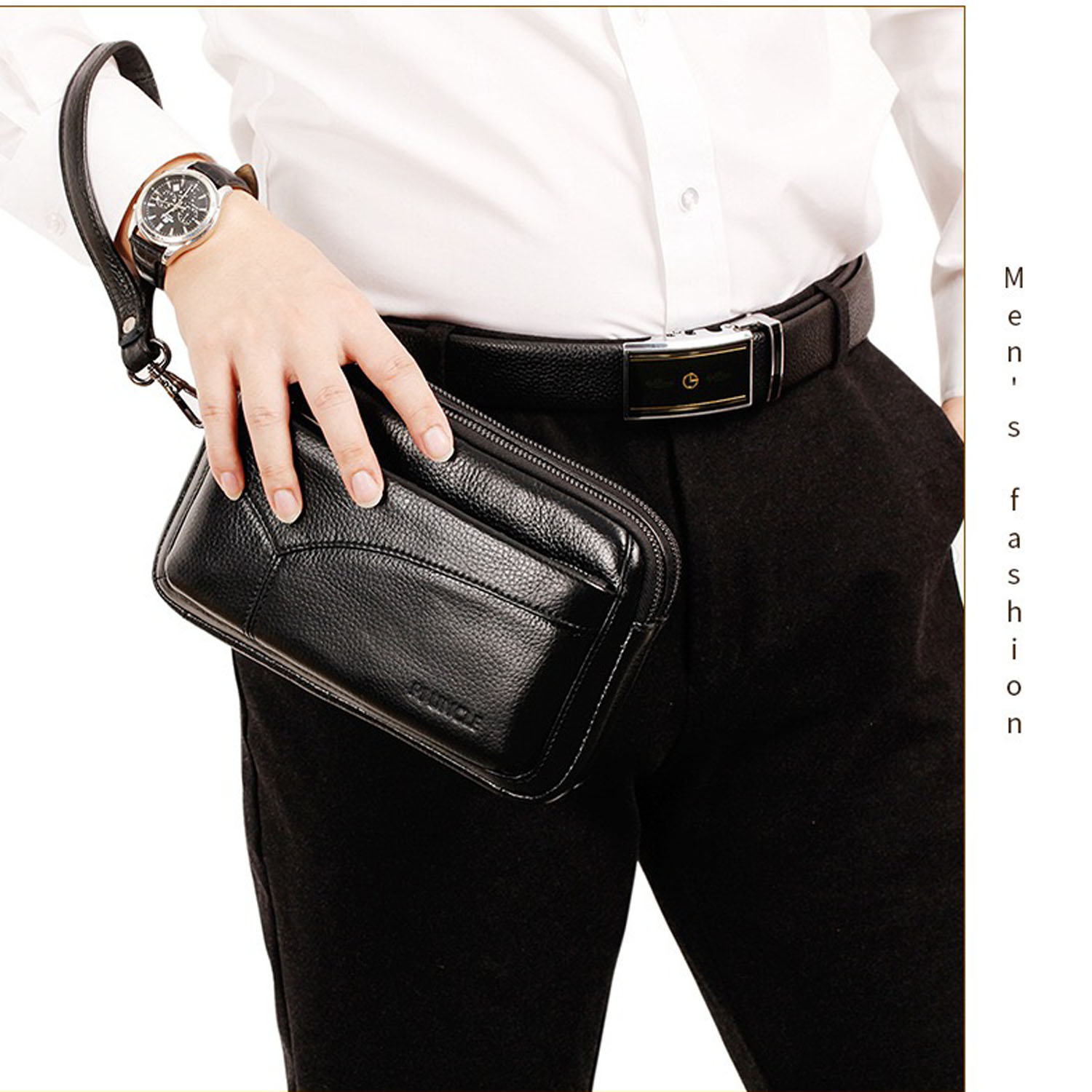 Leatherwork Letters - Men's Genuine Leather Fashion Business Clutch
