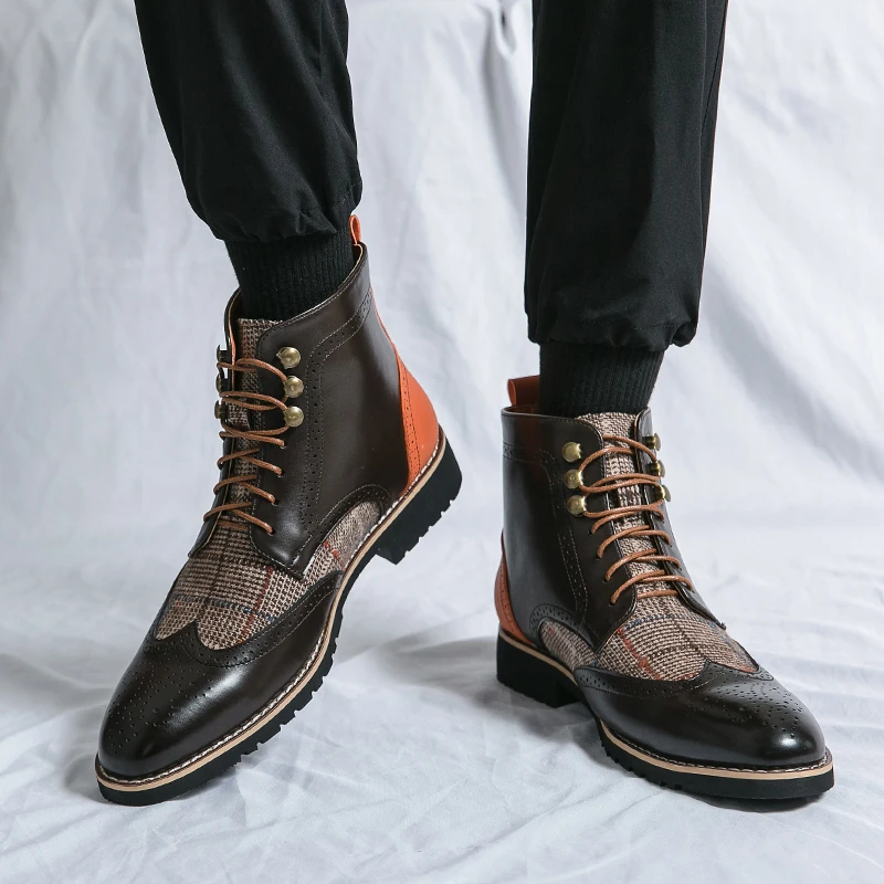 Retro Black High Top Men's Bro - Leather Work Dress ulasan dan harga