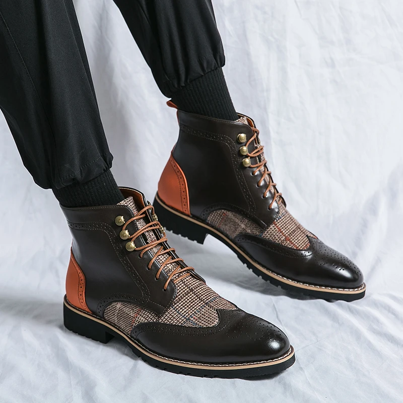 Retro Black High Top Men's Bro - Leather Work Dress ulasan dan harga