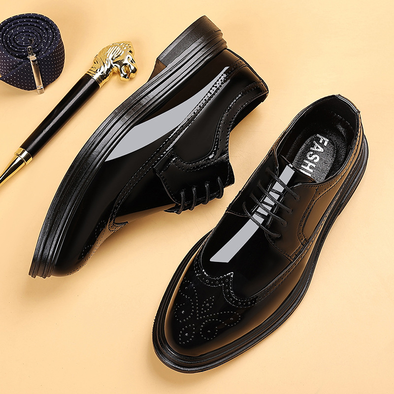 Men's Patent Leather Brogue Dr - Leather Work Dress ulasan dan harga