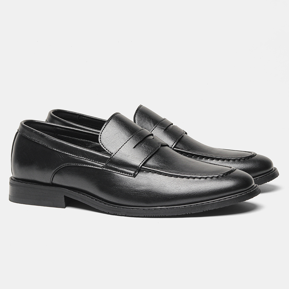 Men's Black Penny Loafers Clas - Leather Work Dress ulasan dan harga
