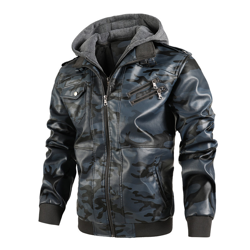 Men Hooded Leather Jackets Cam - Leather Work Hat ulasan dan harga