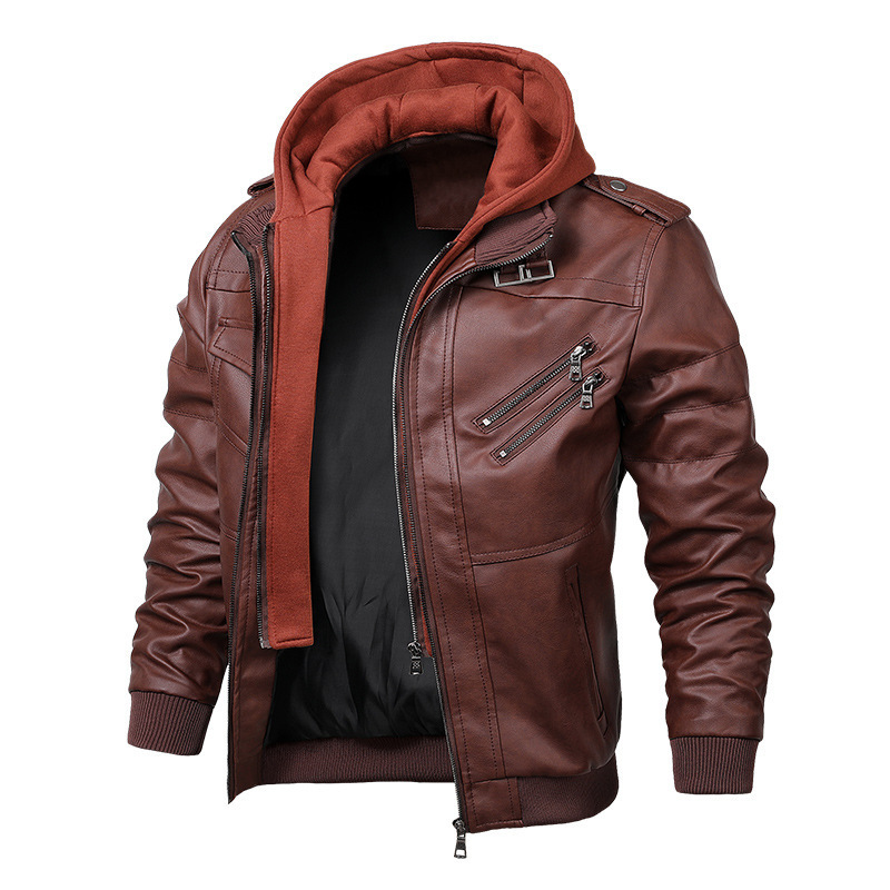 Men Hooded Leather Jackets Cam - Leather Work Hat ulasan dan harga