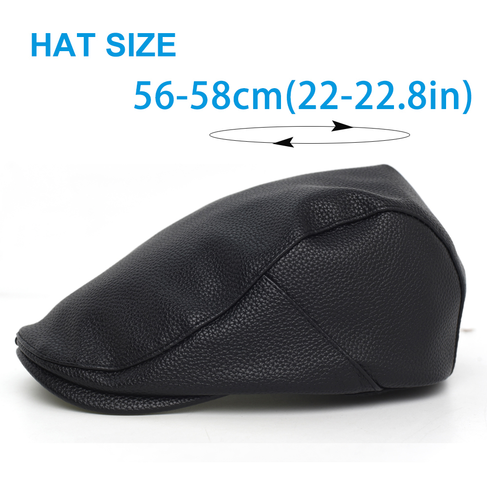 PU Newsboy Cap Men Women Autum - Leather Work Hat ulasan dan harga