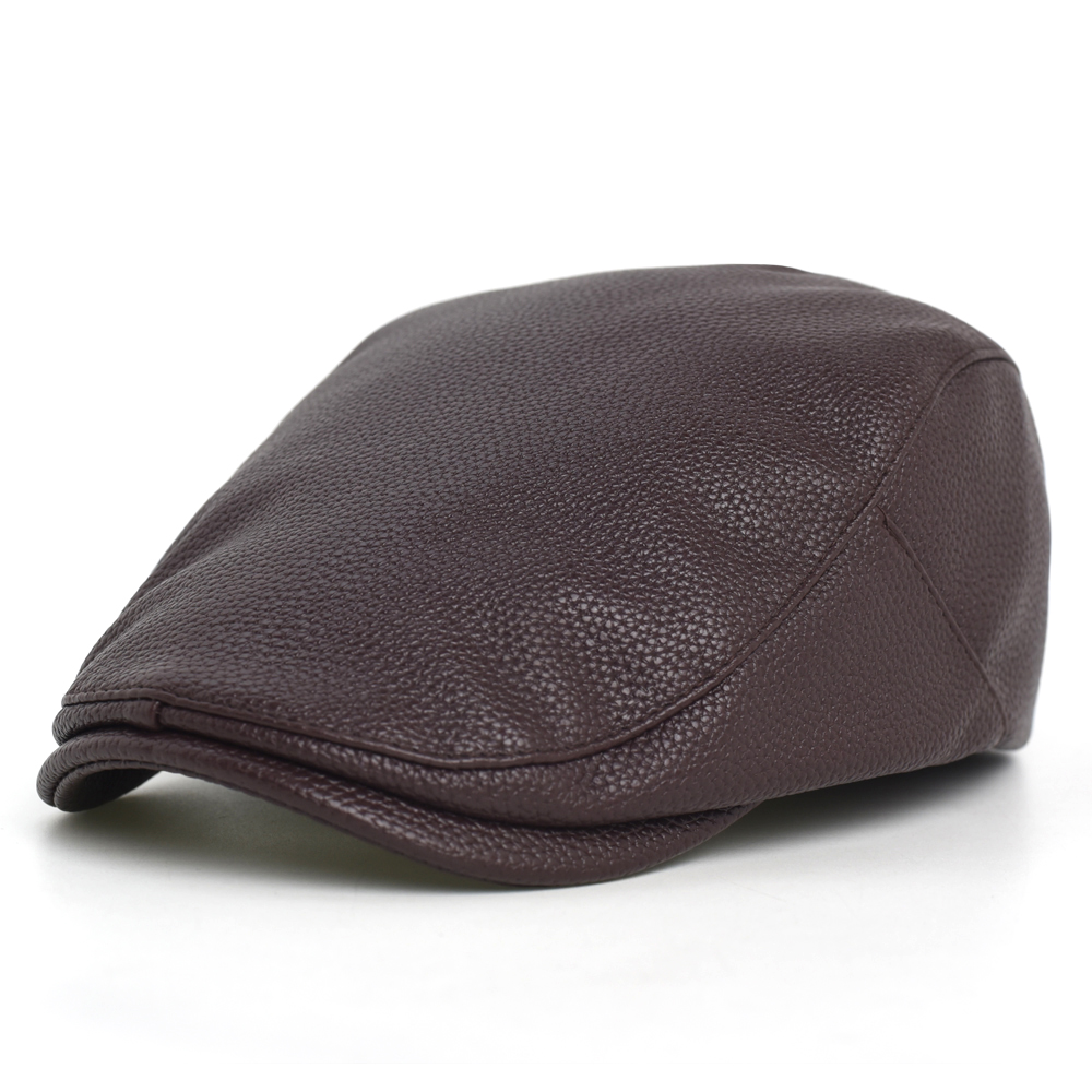 PU Newsboy Cap Men Women Autum - Leather Work Hat ulasan dan harga