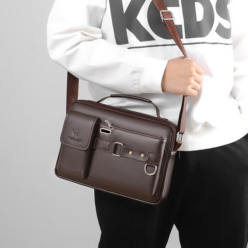 Brand Men Shoulder Bag Pu Leat - Leatherwork Letters ulasan dan harga