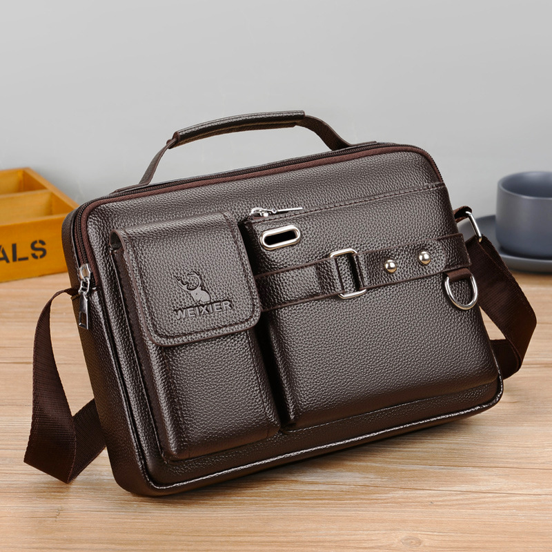 Brand Men Shoulder Bag Pu Leat - Leatherwork Letters ulasan dan harga