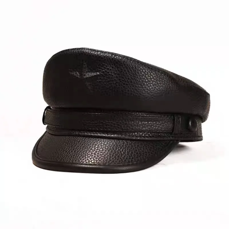 Novel Army Cap For Men Retro F - Leather Work Hat ulasan dan harga