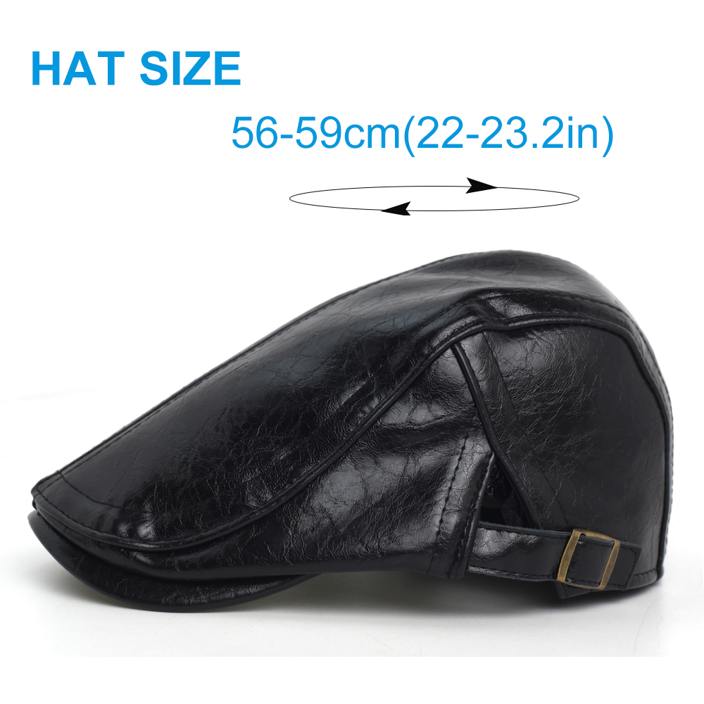 PU Newsboy Cap Men Women Autum - Leather Work Hat ulasan dan harga