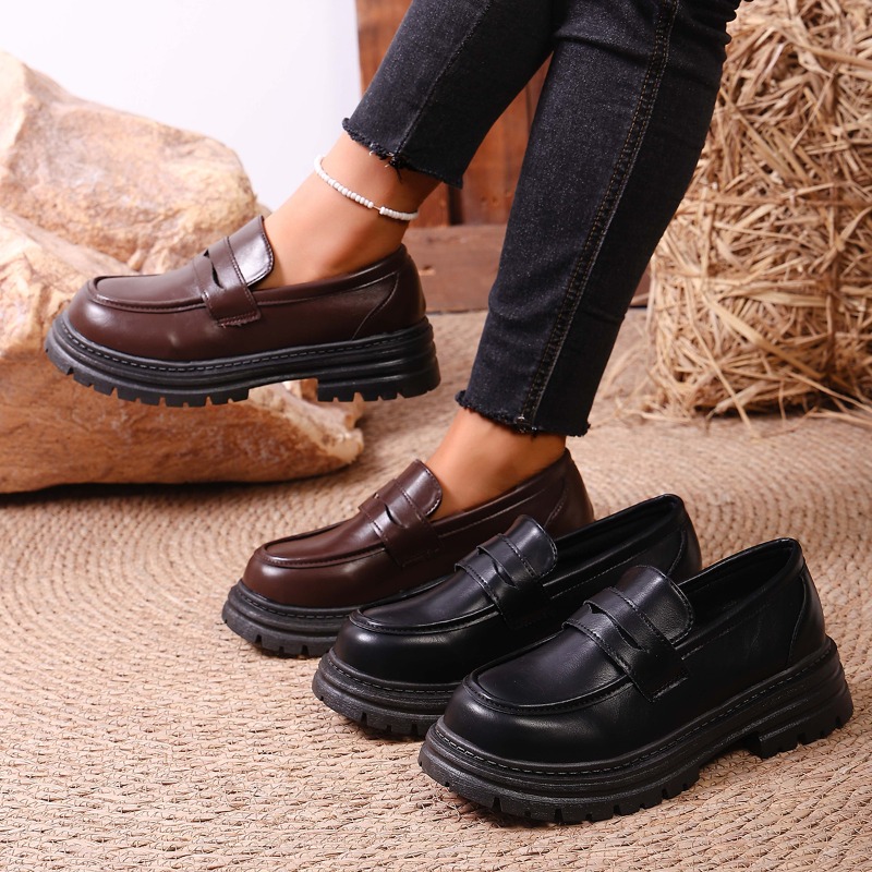 Women's Brown Leather Loafers  - Leather Work Dress ulasan dan harga
