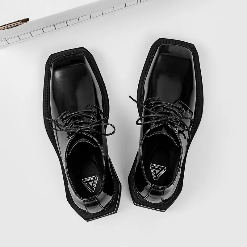 Men's Shoes New Square Head Le - Leather Work Dress ulasan dan harga