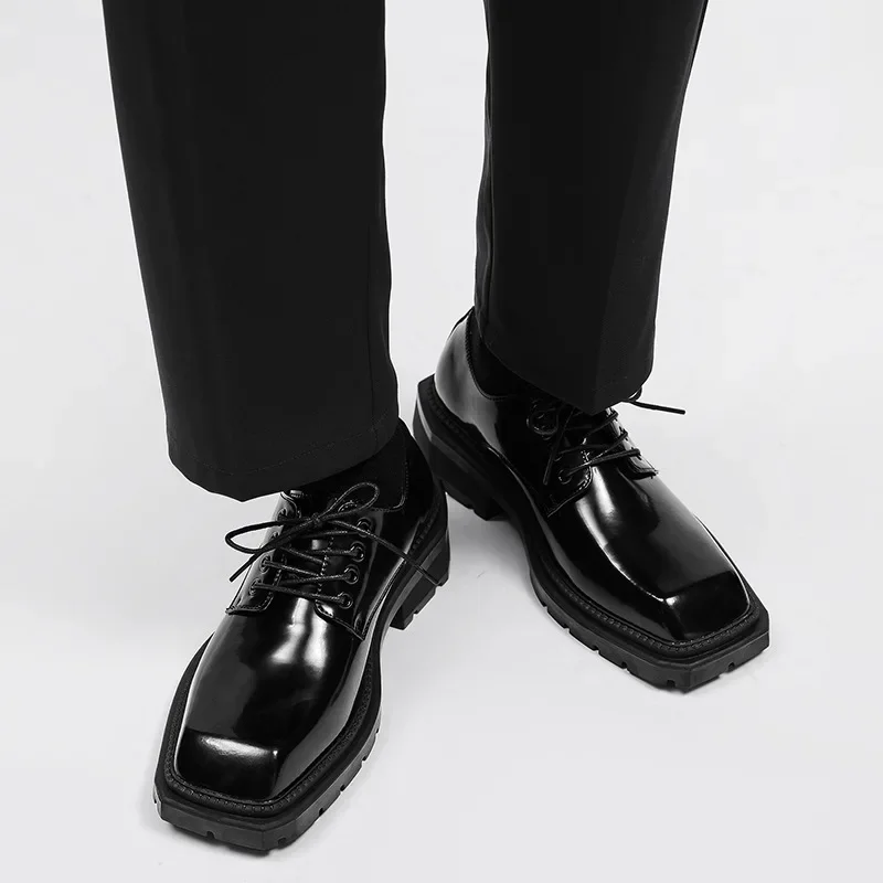 Men's Shoes New Square Head Le - Leather Work Dress ulasan dan harga