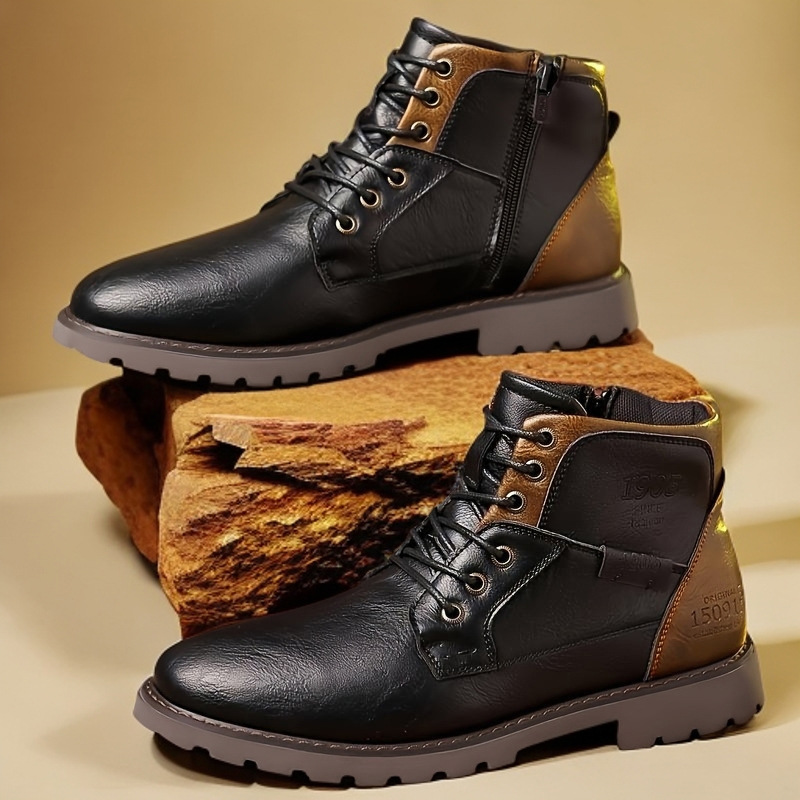 Leather Men Ankle Boots Plus S - Leather Work Fabric ulasan dan harga
