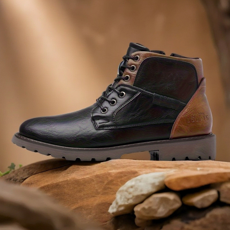 Leather Men Ankle Boots Plus S - Leather Work Fabric ulasan dan harga