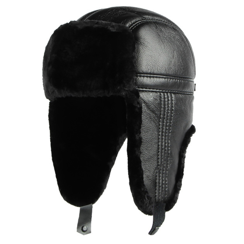 HT4002 New PU Leather Russian  - Leather Work Hat ulasan dan harga