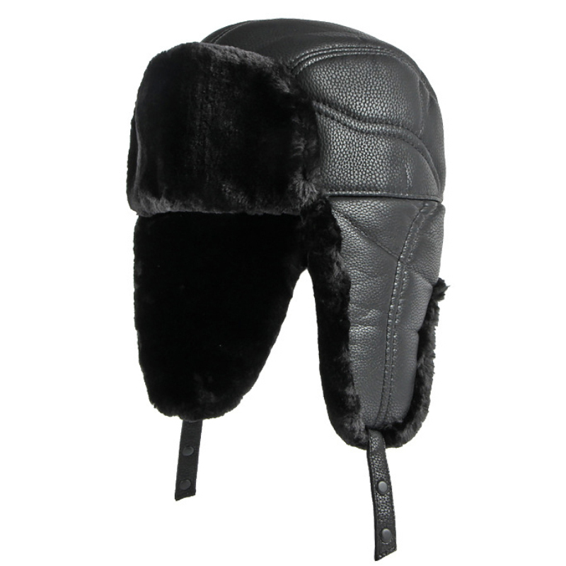 HT4002 New PU Leather Russian  - Leather Work Hat ulasan dan harga