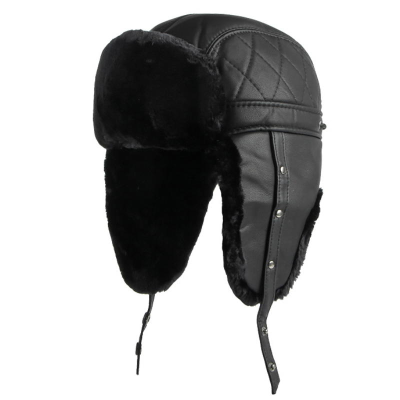 HT4002 New PU Leather Russian  - Leather Work Hat ulasan dan harga