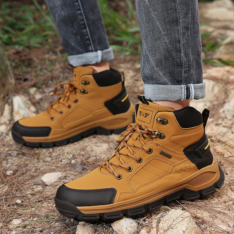 New Autumn Men's Boots Fashion - Leather Work Fabric ulasan dan harga