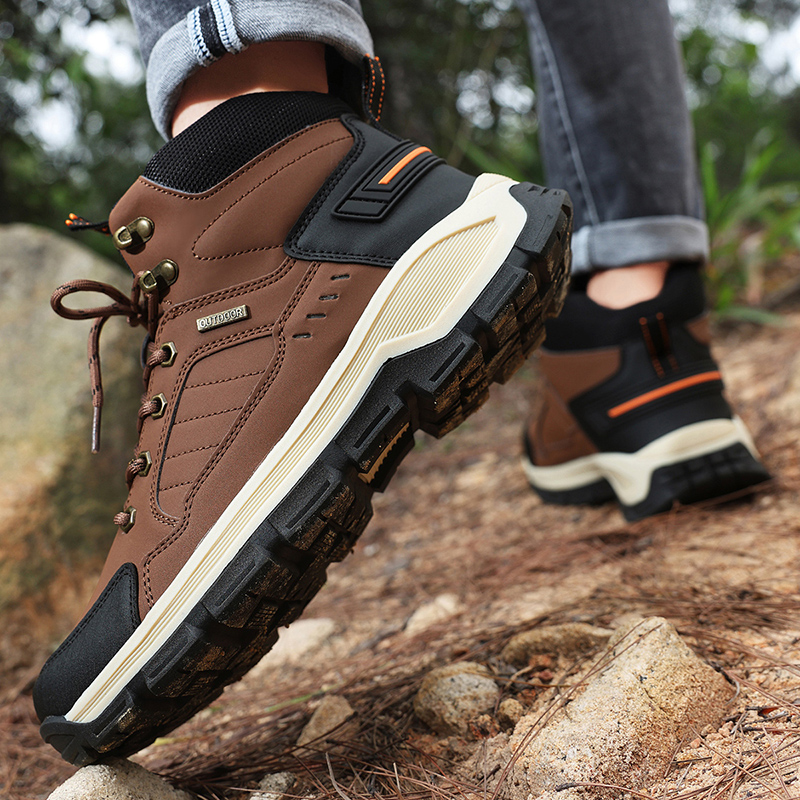 New Autumn Men's Boots Fashion - Leather Work Fabric ulasan dan harga