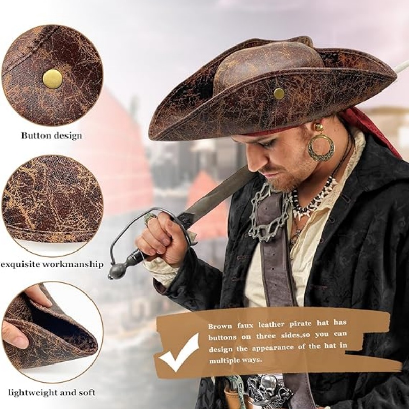 Faux Leather Pirate Hat Vintag - Leather Work Hat ulasan dan harga