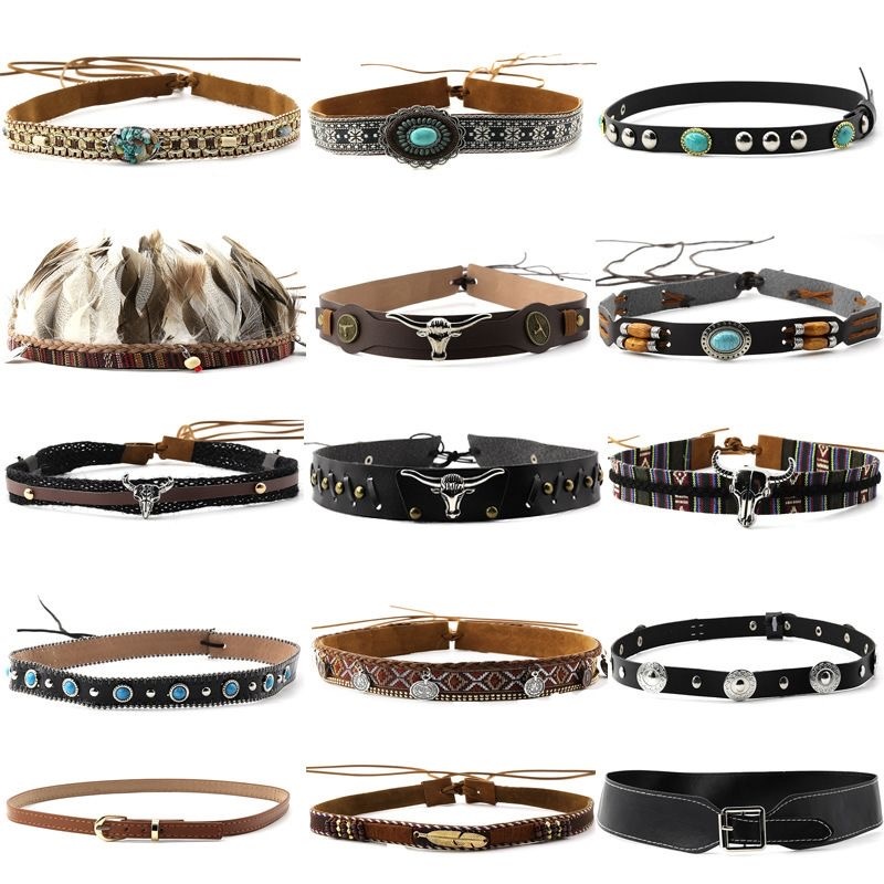 Retro Ethnic Style Belt, Headb - Leather Work Hat ulasan dan harga