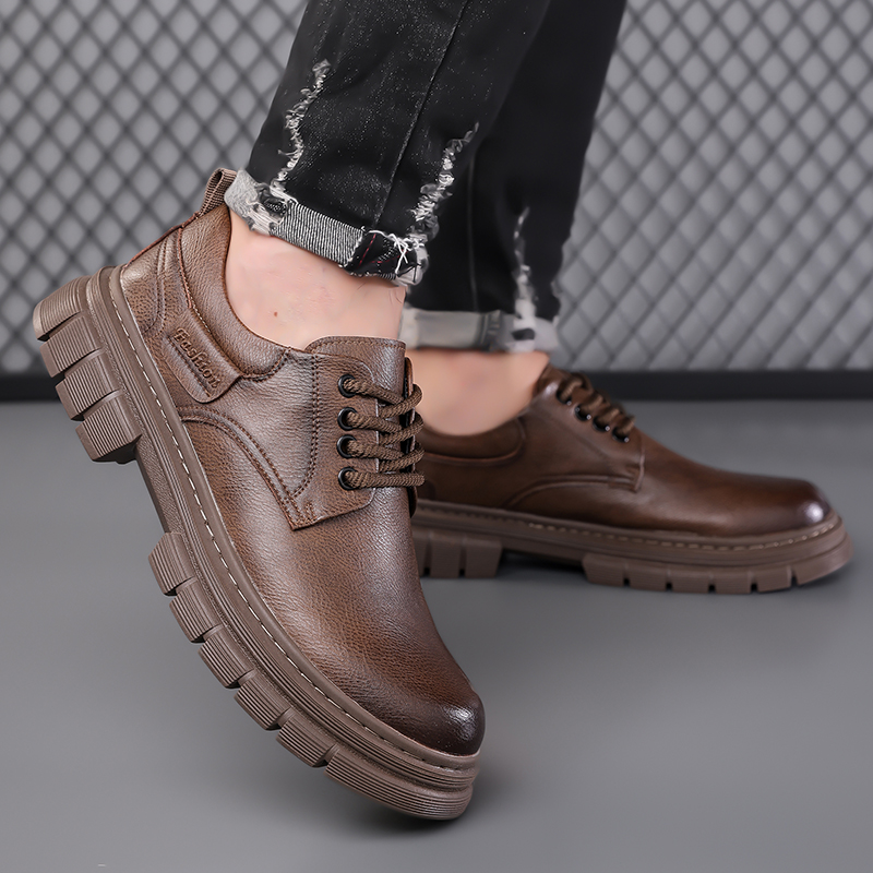 Men's casual leather shoes Cla - Leather Work Dress ulasan dan harga