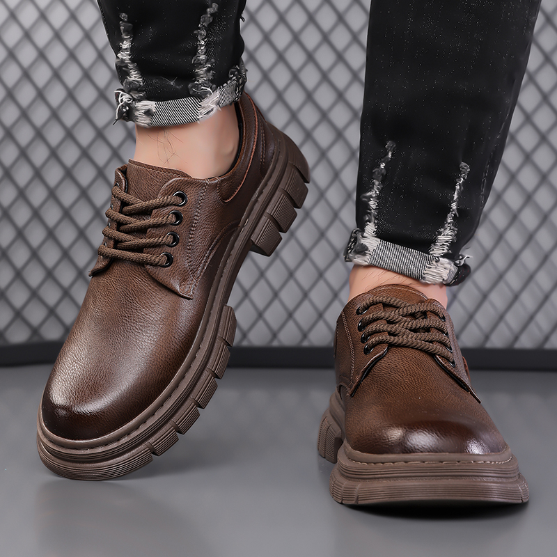 Men's casual leather shoes Cla - Leather Work Dress ulasan dan harga