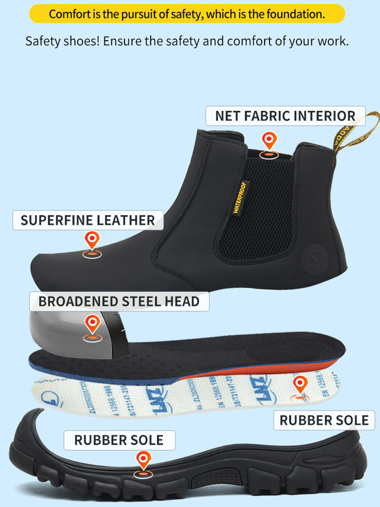 Waterproof Work Boots Men Punc - Leather Work Fabric ulasan dan harga