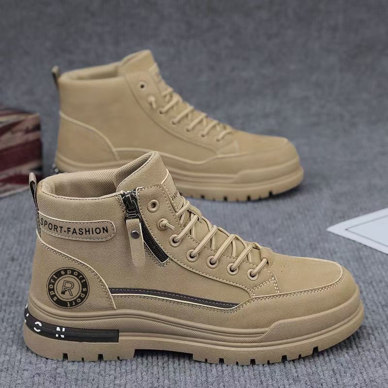 Men Retro High Top Work Boots  - Leather Work Fabric ulasan dan harga