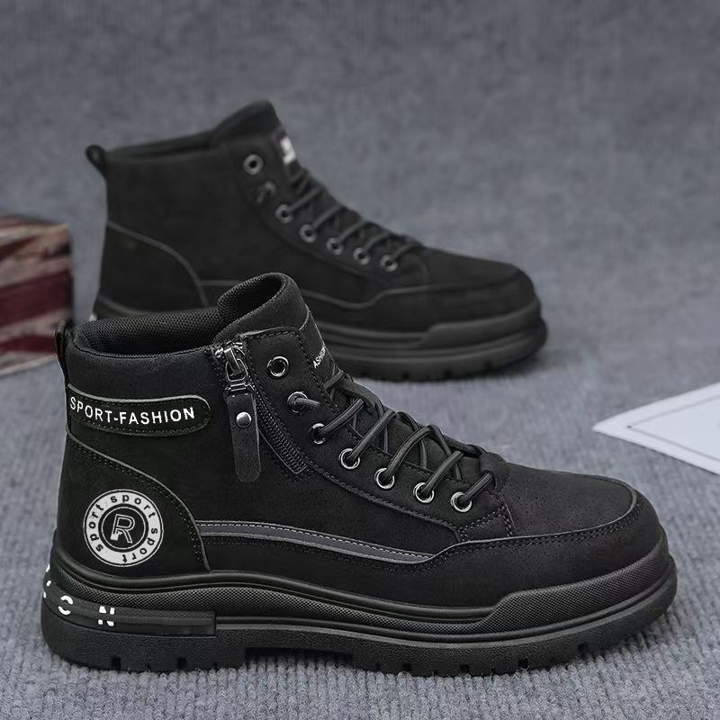 Men Retro High Top Work Boots  - Leather Work Fabric ulasan dan harga