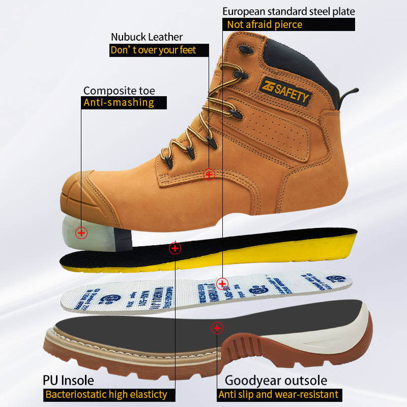 Cowhide Work Safety Boots Comp - Leather Work Fabric ulasan dan harga
