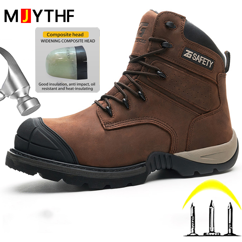 Cowhide Work Safety Boots Comp - Leather Work Fabric ulasan dan harga