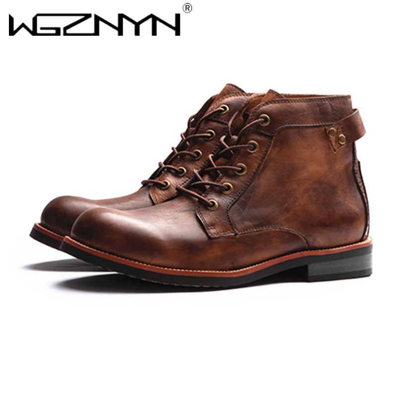 Luxury Retro High Men's Leathe - Leather Work Dress ulasan dan harga