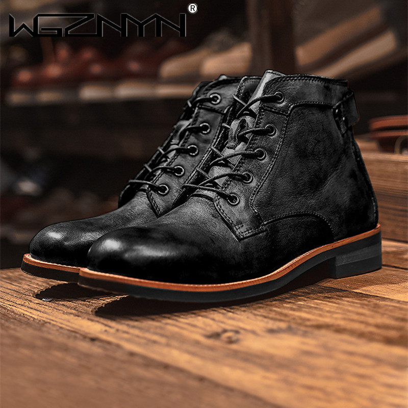 Luxury Retro High Men's Leathe - Leather Work Dress ulasan dan harga