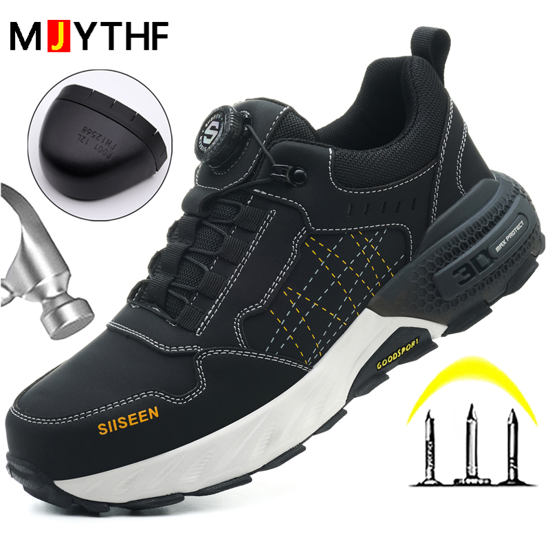 Black Leather Safety Shoes Sec - Leather Work Fabric ulasan dan harga