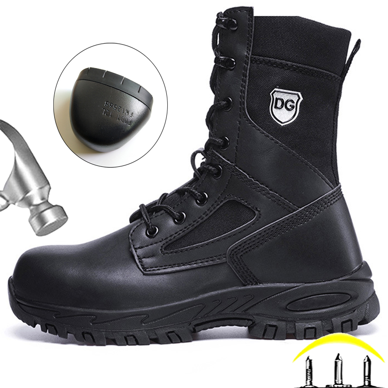 Black High Top Leather Boots M - Leather Work Fabric ulasan dan harga