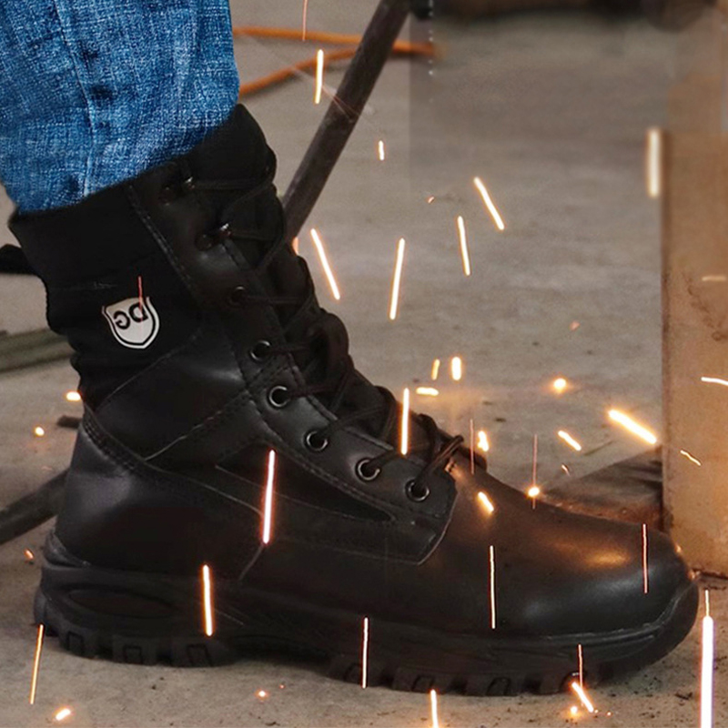 Black High Top Leather Boots M - Leather Work Fabric ulasan dan harga