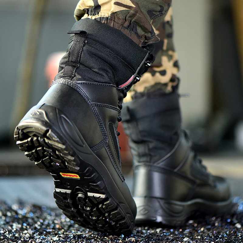 Black High Top Leather Boots M - Leather Work Fabric ulasan dan harga