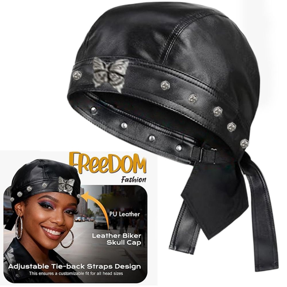 New PU Leather Black Biker Cap - Leather Work Hat ulasan dan harga