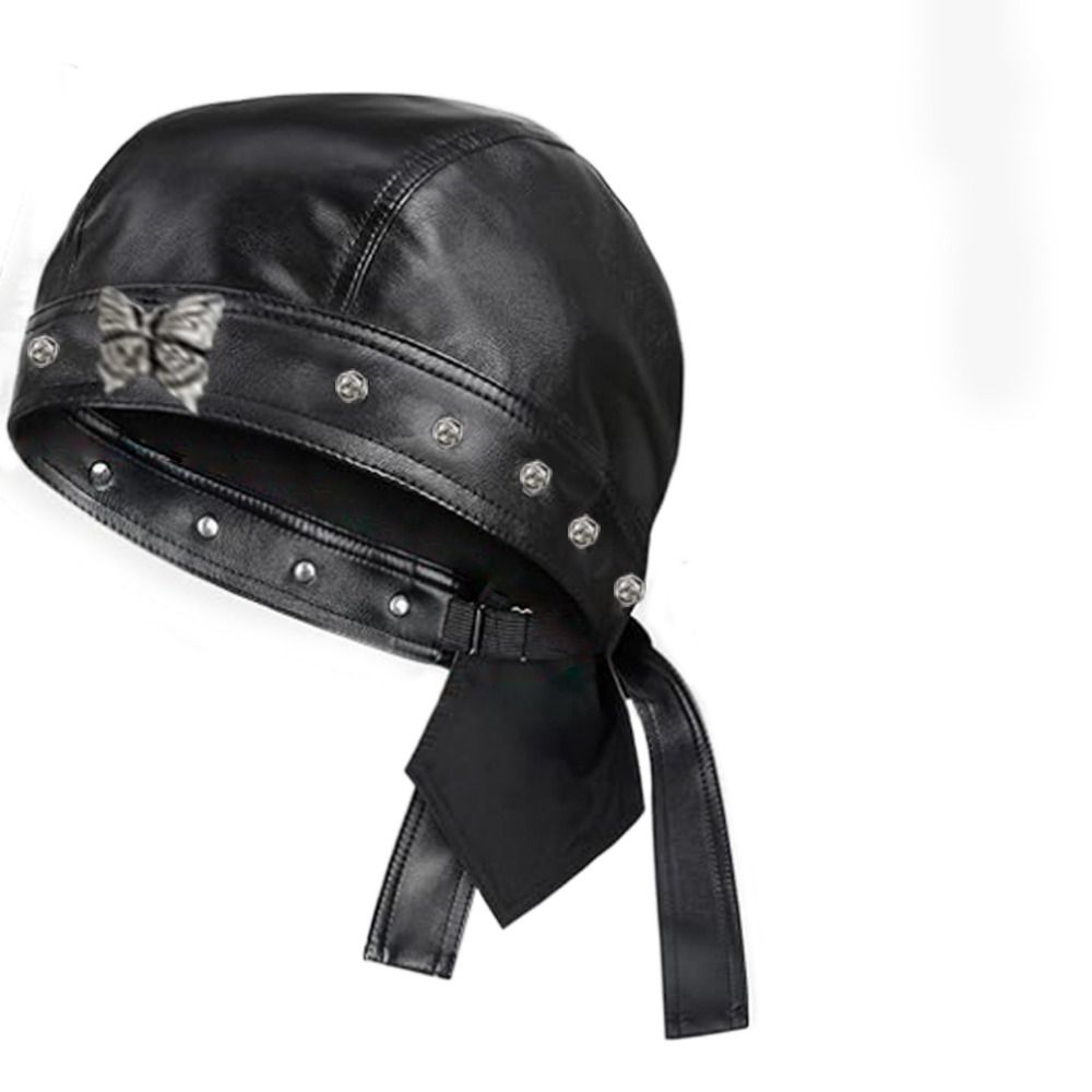 New PU Leather Black Biker Cap - Leather Work Hat ulasan dan harga